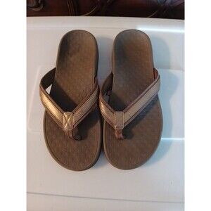 Vionic Womens Tider brown Leather  Orthotic Thong Sandals Size 9